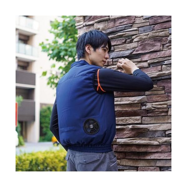 岡潮 空調ベスト(ウェアのみ)日本製生地使用 20211 ネイビー5L 20211N-5L 1着 535-8960（直送品）