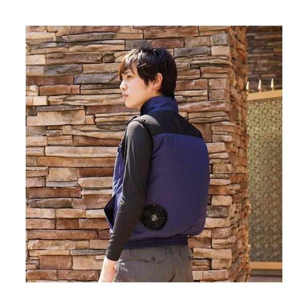 岡潮 空調ベスト(ウェアのみ)日本製生地使用 20221 ネイビー×ブラックLL 20221N-LL 1着 536-0585（直送品）