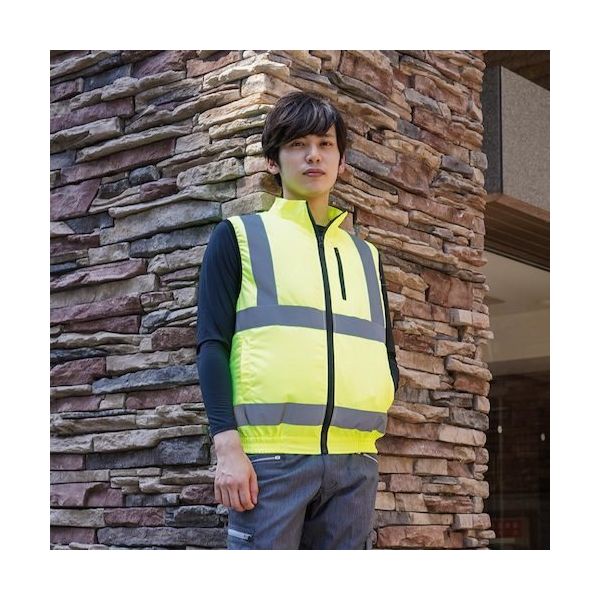 岡潮 高視認性空調安全ベスト(ウェアのみ) 30222 蛍光イエローLL 30222