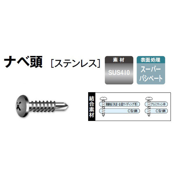 山喜産業 クイックビス ナベ頭 ステンレス SUS410（ドリルねじ）４×３０mm 1箱（500本入）（直送品） - アスクル