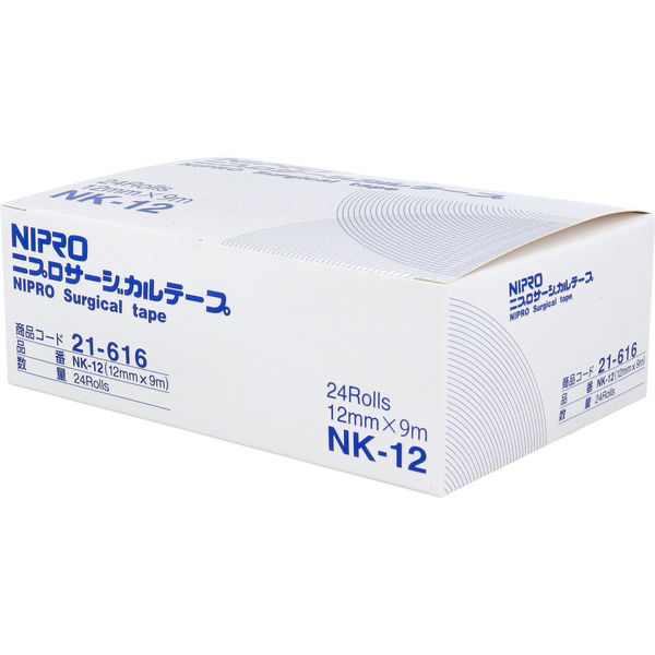 【高額売筋】 NK-12 サージカルテープ ニプロ 12mm×9m 1箱(24巻 業務用24巻入 救急・応急用具