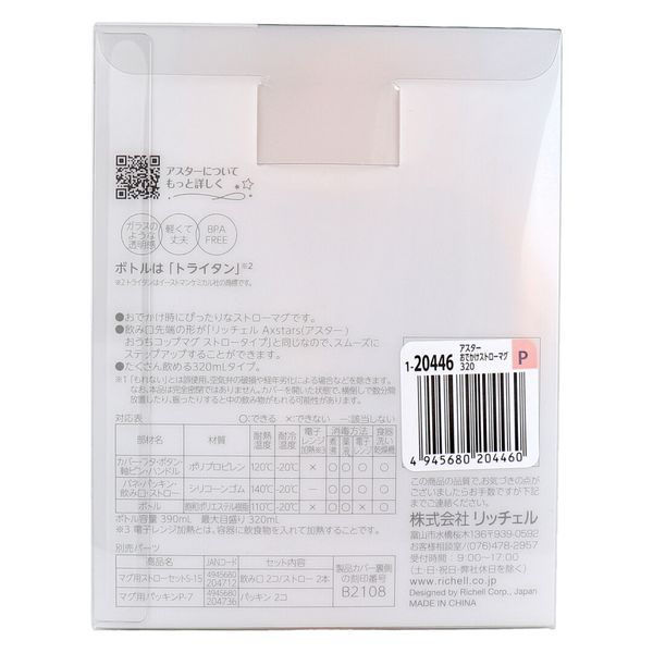 リッチェル アスター おでかけストローマグ 320 ピンク リッチェル アスター おでかけストローマグ 320 ピンク