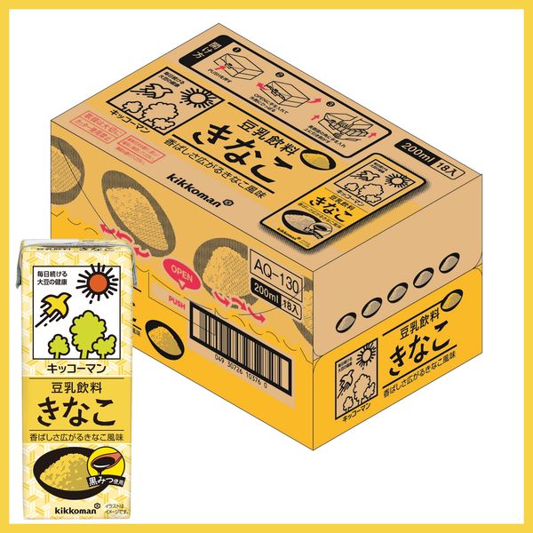 キッコーマン 豆乳飲料 きなこ 200ml 1箱（18本入） - アスクル