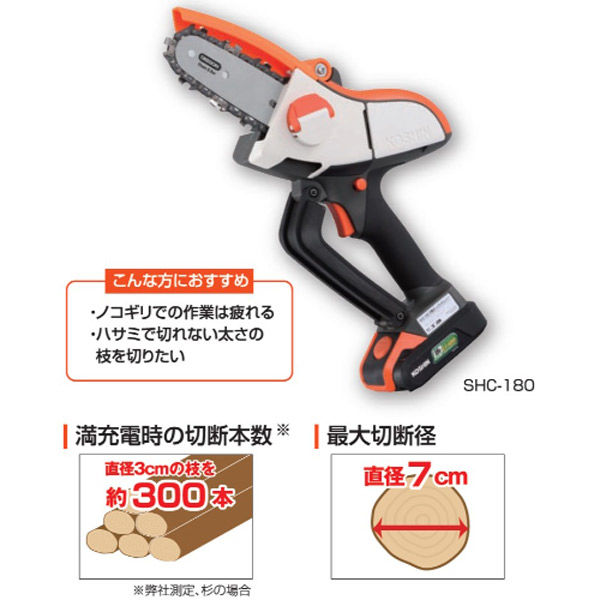 工進 充電式ハンディチェンソー 18V 2.0Ah スマートシリーズ SHC 工進 充電式ハンディチェンソー 18V 2.0Ah スマートシリーズ SHC