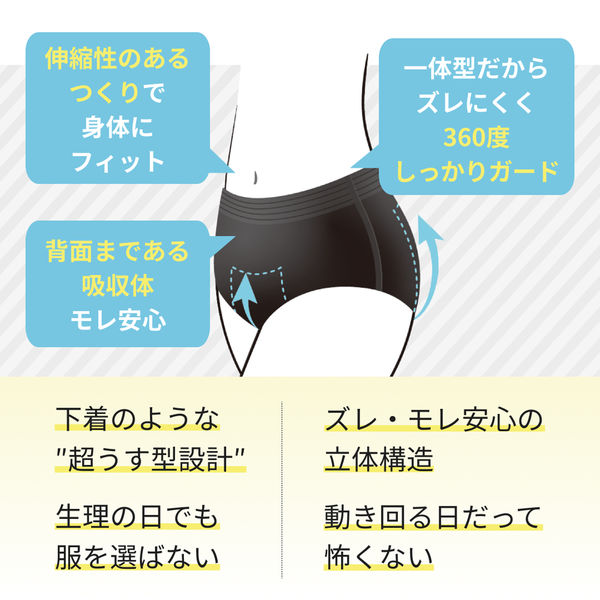 エリス ショーツナプキン L～LL 昼・夜 長時間用 ブラックカラー