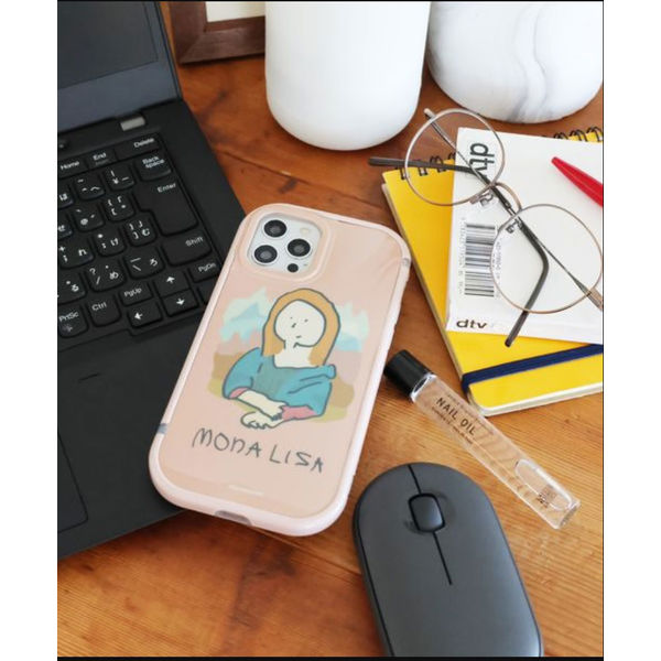 世界の名作）フレームカラーiPhoneケースiPhone13/14 モナリザ