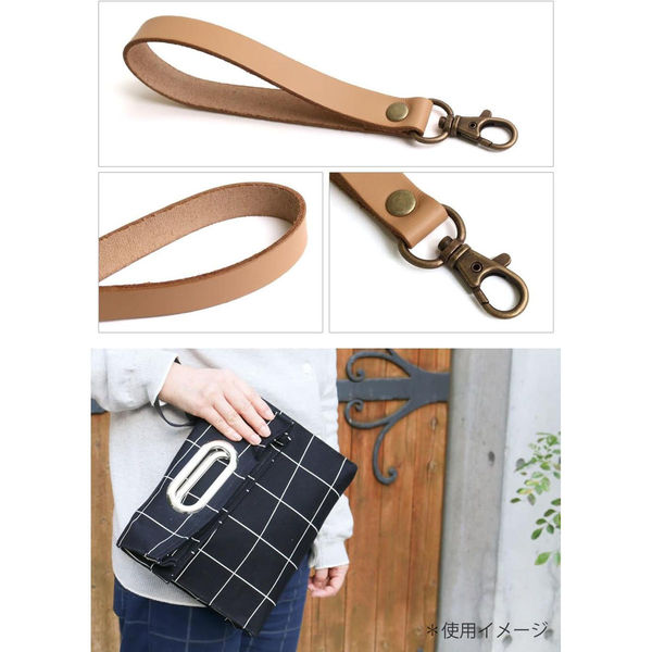 日本紐釦貿易 クラッチバッグ用本革持ち手 巾15mm 長さ19cm 赤 MAW28-R