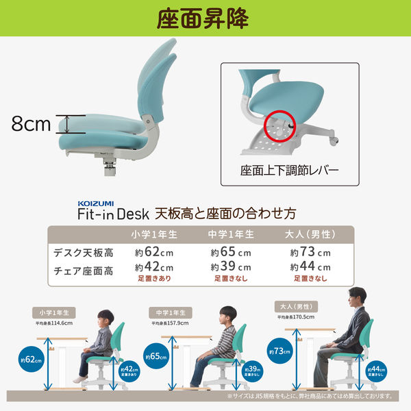 軒先渡し】コイズミファニテック HyBrid Chair 昇降デスク用 ライトブルー CDC-926LB 1脚（直送品） - アスクル