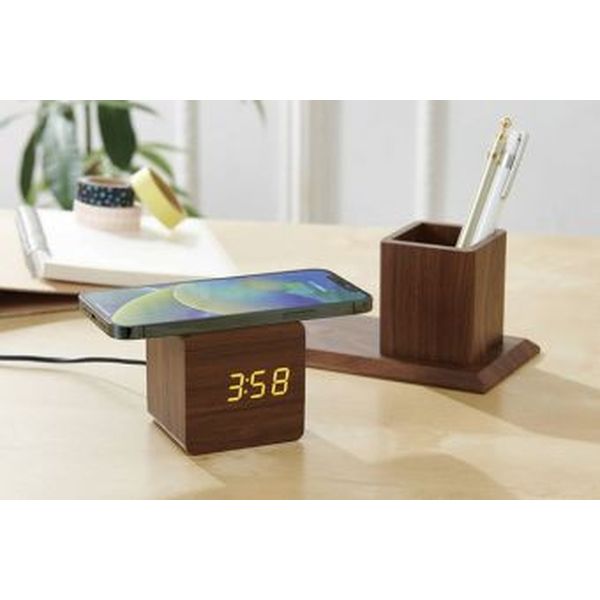カクセー ペンホルダー付ワイヤレス充電クロック 6193 1個（直送品