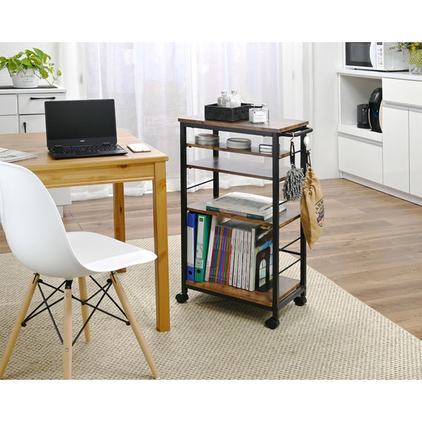 ビンテージ 木製カートワゴン ボトルラック付き 2段 キッチンワゴン