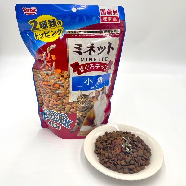 ミネット まぐろチップ＆小魚添え 国産 400g 1袋 スマック 猫用