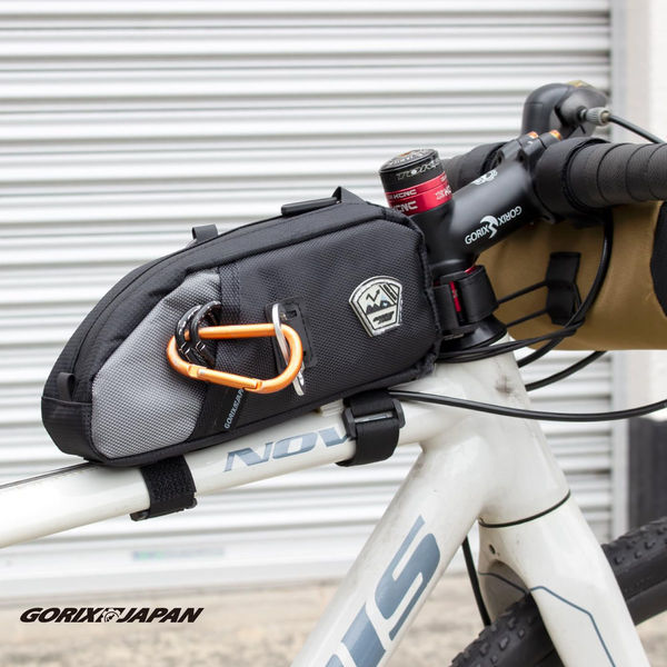GORIX MU トップチューブバッグ1.2L 黒xグレー 44070 1個（直送