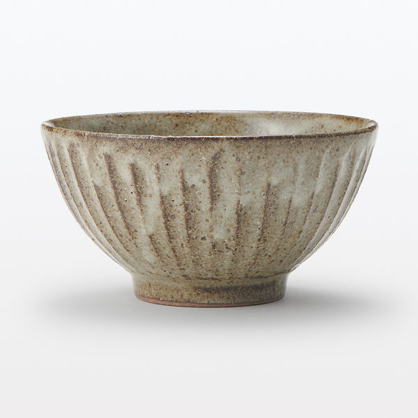 無印良品 信楽焼 飯碗 しのぎ 大 透明釉 約直径13cm 1セット(1 無印良品 信楽焼 飯碗 しのぎ 大 透明釉 約直径13cm 1セット(1