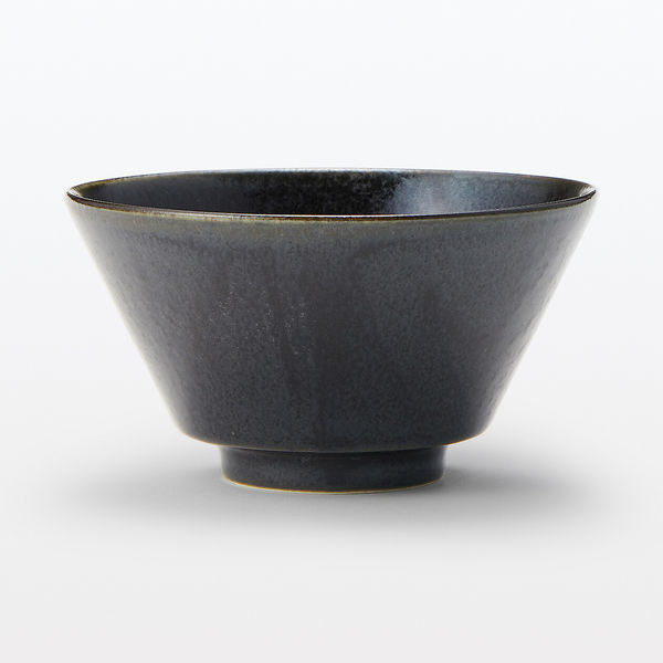 無印良品 美濃焼 飯碗 黒釉 約直径12.7cm 1セット（1個×5） 良品