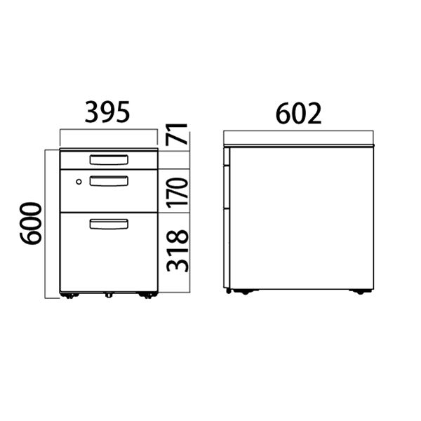 コクヨ インベントデスク INVENT サイドキャビネット 幅395×奥行602×高