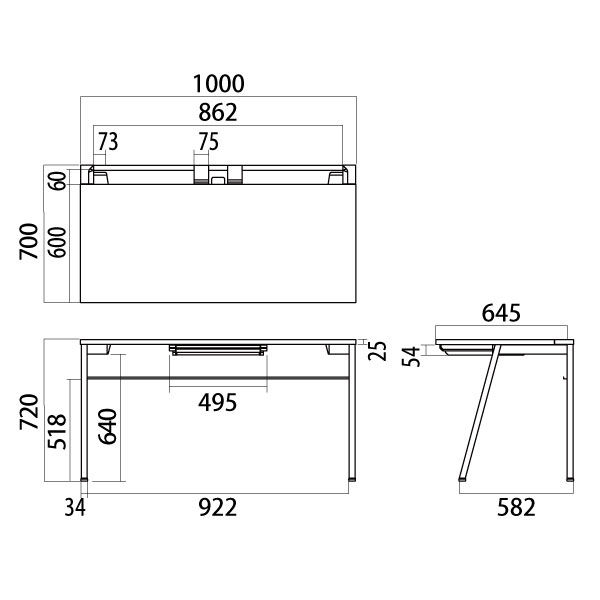 組立設置込】 コクヨ リーンデスク 平机 センター引出付 幅1000×奥行700×高さ720mm 脚：ホワイト 天板：ホワイト（直送品） - アスクル