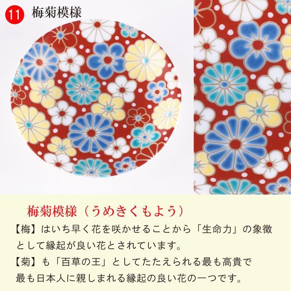 青郊 【九谷焼】縁起豆皿コレクション 吉祥 梅菊模様 KSO-313-8p