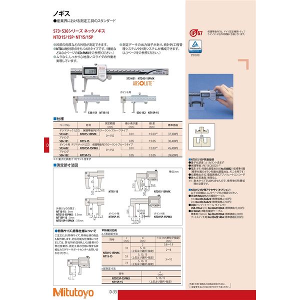 ミツトヨ（Mitutoyo） ネックノギス NT15-15/ネツク 536-151 1個（直送品）