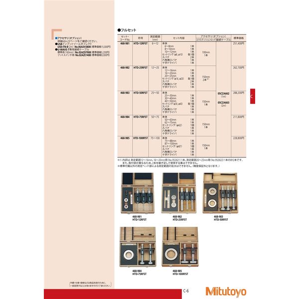 ミツトヨ（Mitutoyo） 内径測定器フルセット（測定ヘッド交換式） HTD