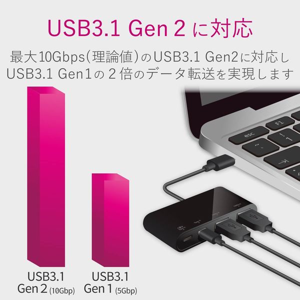 USBハブ 3.1(Gen2) PD対応 Type-C /A 各2ポート バスパワー