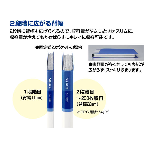 コクヨ クリヤーブック＜Glassele＞ 固定式 台紙あり 20ポケット ライトグリーン ラ-GLB20LG 1箱（10冊入） - アスクル