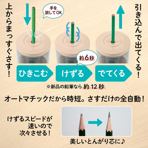 プラス スーパー全自動鉛筆削り SASITEMI（サシテミ） ピンク 桃 電動