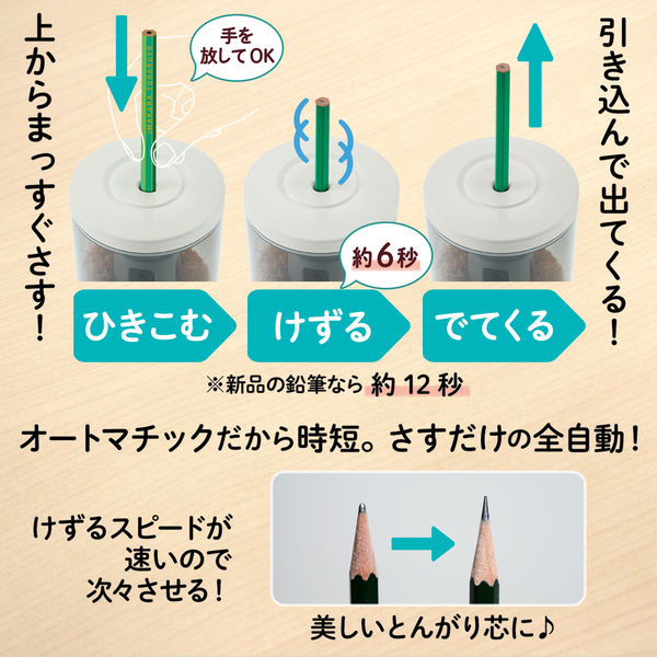 プラス スーパー全自動鉛筆削り SASITEMI（サシテミ） アイボリー 白