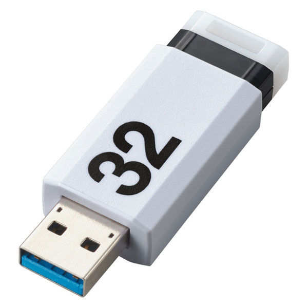 エレコム USBメモリ USB2.0 ノック式 32GB ホワイト MF-APKU2032GWH 1個
