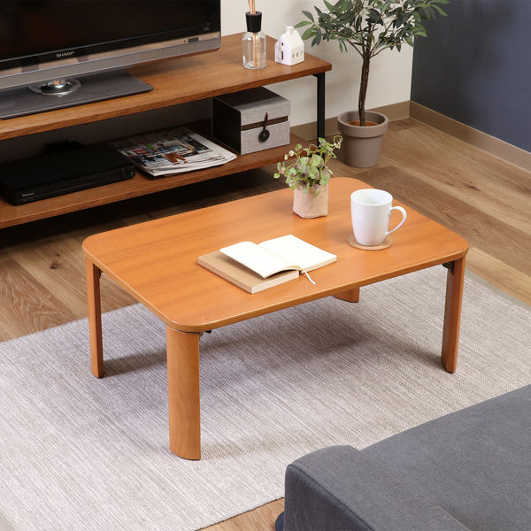 不二貿易 折脚ローテーブル（ナチュラル） KSMー7550 幅750