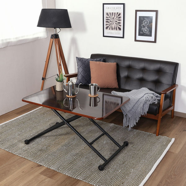 不二貿易 昇降式テーブル サイドテーブル ブラウン ソファテーブル ガス昇降 不二貿易 昇降式テーブル サイドテーブル ブラウン ソファ