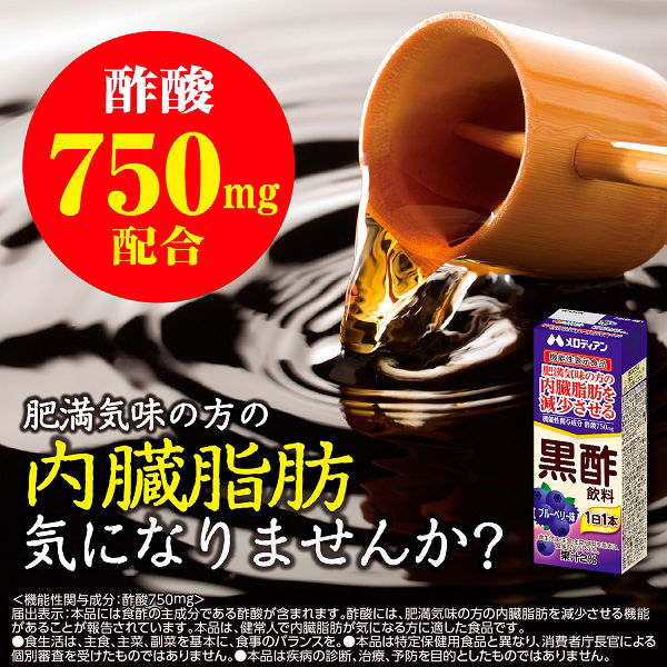 メロディアン 黒酢飲料 ブルーベリー味 200ml 1箱（24本入）