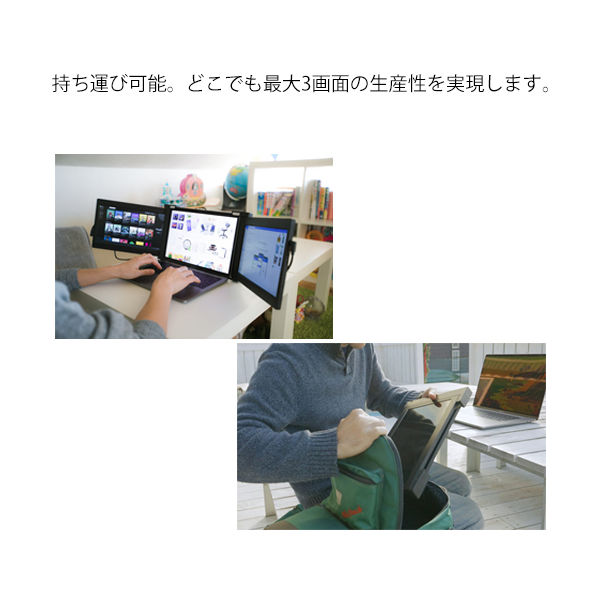 JAPANNEXT 2画面モバイルモニター 11.6インチ USB-C接続 JN-TRI
