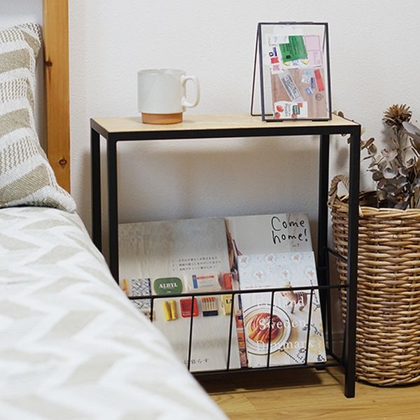 ポッシュリビング マガジンラック W45×D18×H50cm マンゴーウッド