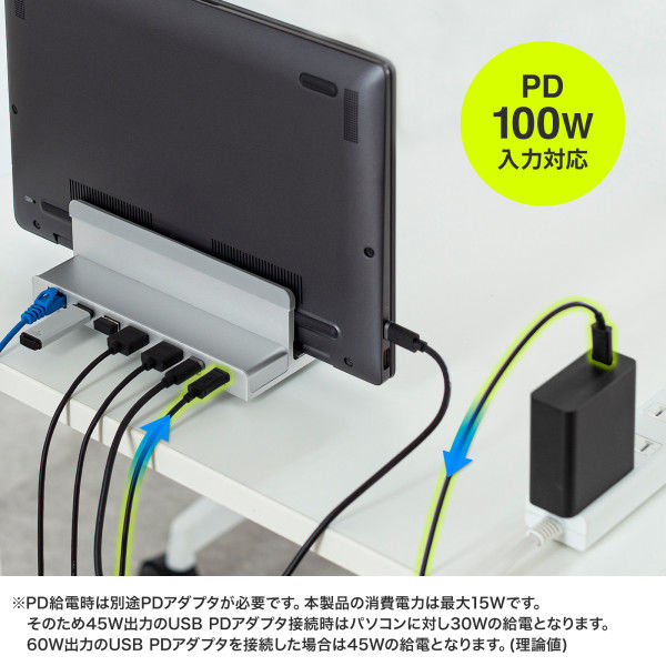 USB Type-Cケーブル　拡張HUBスタンド　ドッキングステーション USB-CVDK4【タブレットスタンド付き4K対応ドッキング