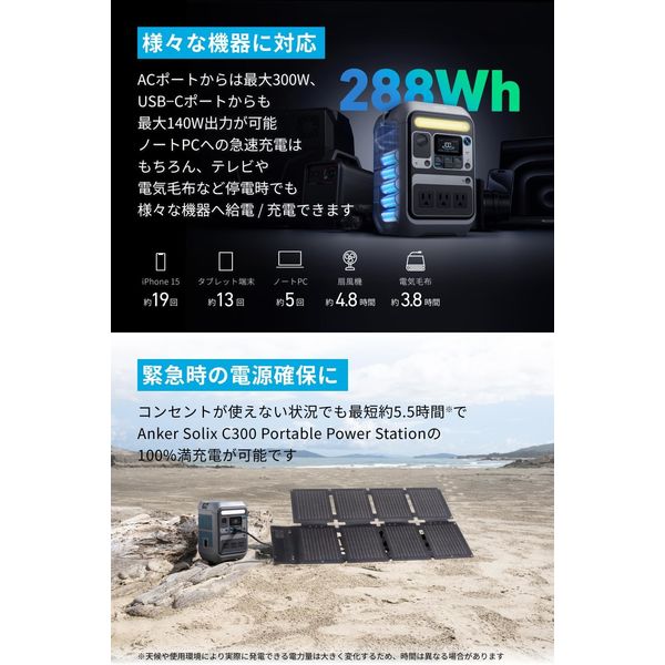 Anker Solix C300 Portable Power Station B17225Z1 1個 - アスクル
