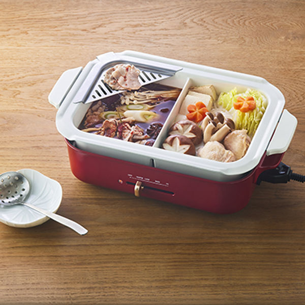 BRUNO　コンパクトホットプレート　BOE021　専用セラミックコート鍋セット Amazon | BRUNO コンパクトホットプレート セラミックコート鍋
