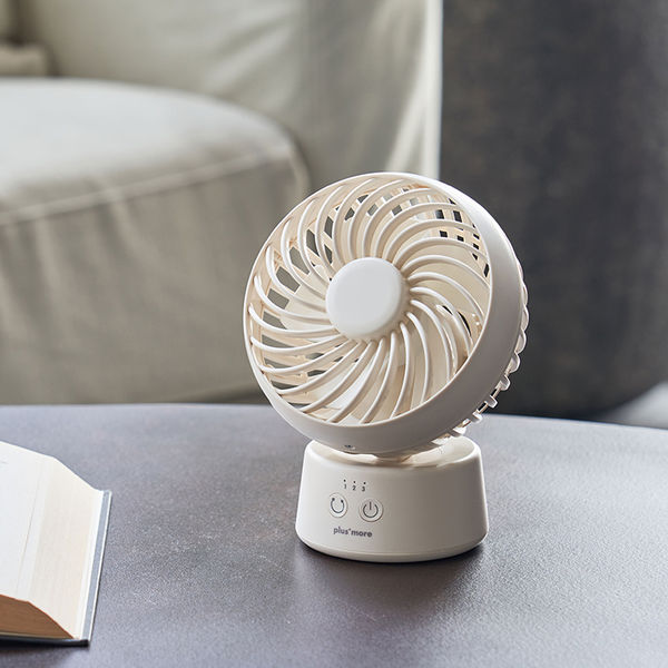 ライフオンプロダクツ ラウンドミニデスクファン 首振り機能付 オフ