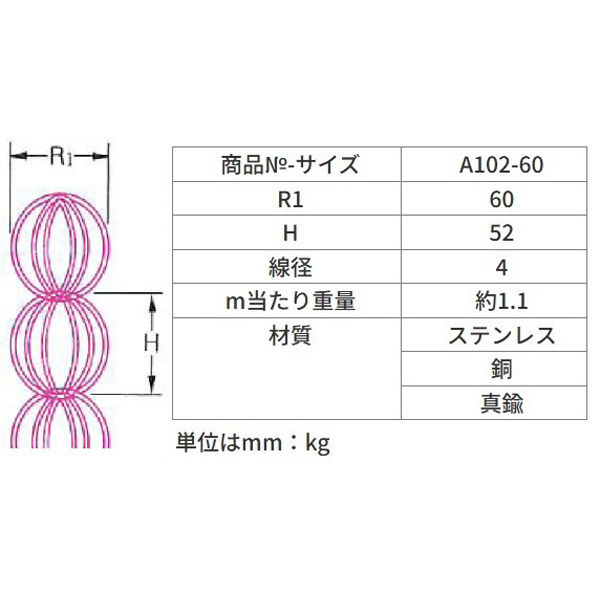 中總 クサリ縦樋 トリプルクロス 化粧くさり A102ー60