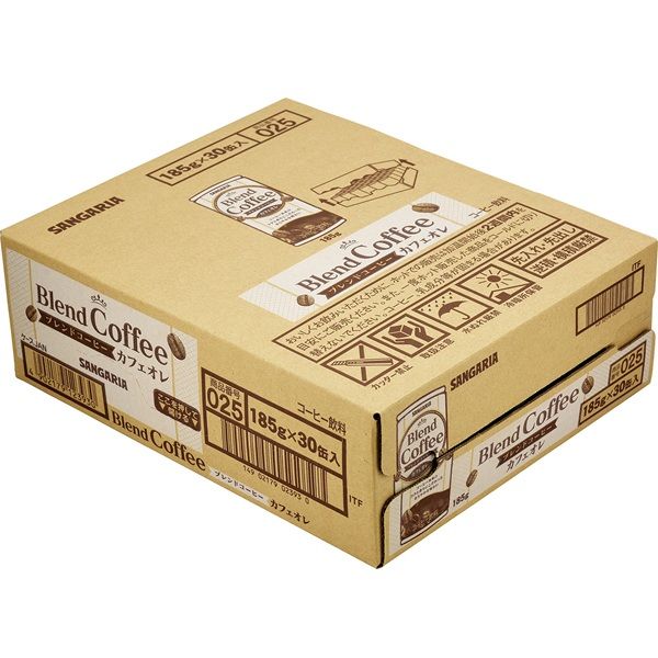 缶コーヒー】サンガリア ブレンドコーヒーカフェオレ 185g 1箱