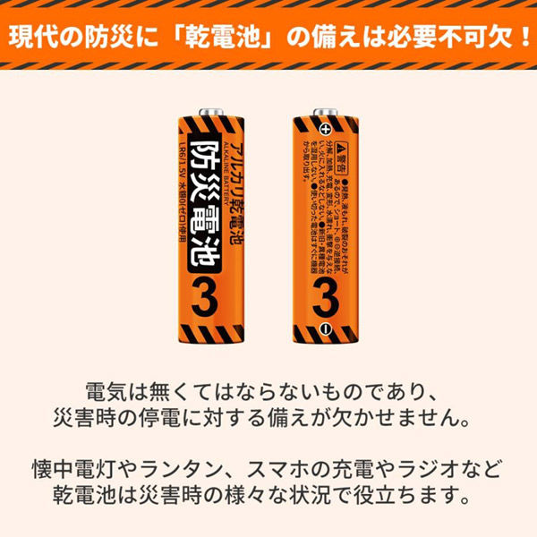 防災電池 単3形 20本入 1個 アルカリ乾電池 12年保存 乾電池 単3電池