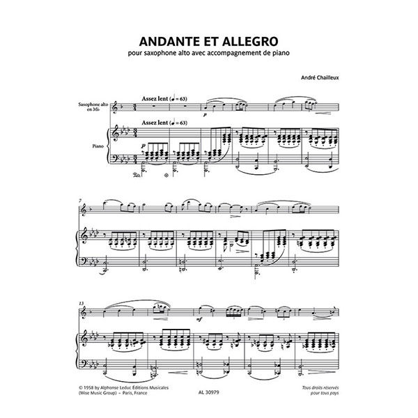 ALPHONSE LEDUC シャイユー:アンダンテとアレグロ (SAX/PIANO