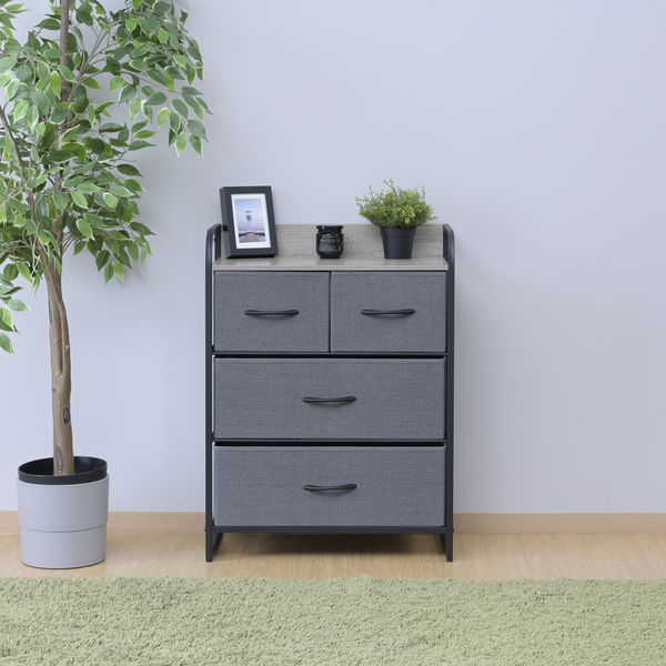 YAMAZEN キャスター付きチェスト ファブリック引き出し 3段 GFC