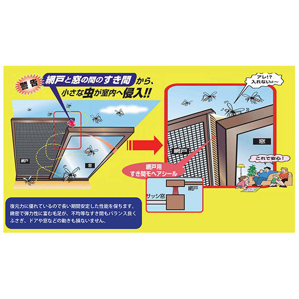 槌屋ティスコ 網戸用すき間モヘアシール 2000mm ブロンズ 6095 1箱（10 ...