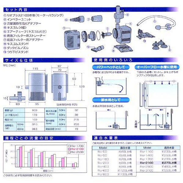 KAMIHATA（カミハタ） Rio+ リオプラス 2100 流量32L/分 50Hz 東日本用 14873 1個（直送品） - アスクル