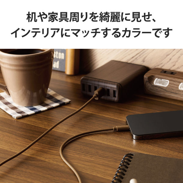 エレコム USB-A to Lightningケーブル/インテリアカラー/1.0m/ダーク