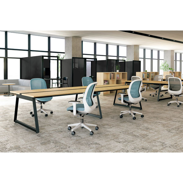 【軒先渡し】プラス Fita2 事務イス 肘なし ハイタイプ ブラック×セージブルー KC-FT65MKL BL 1脚（直送品）