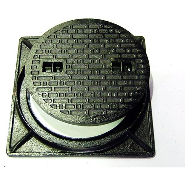 稀少 廃番品 ミニチュアマンホール 額装品 本物志向 ダクタイル鋳鉄 鋳鉄製マンホール(普及型・乗用車荷重)蓋・枠セット品 黒色 法