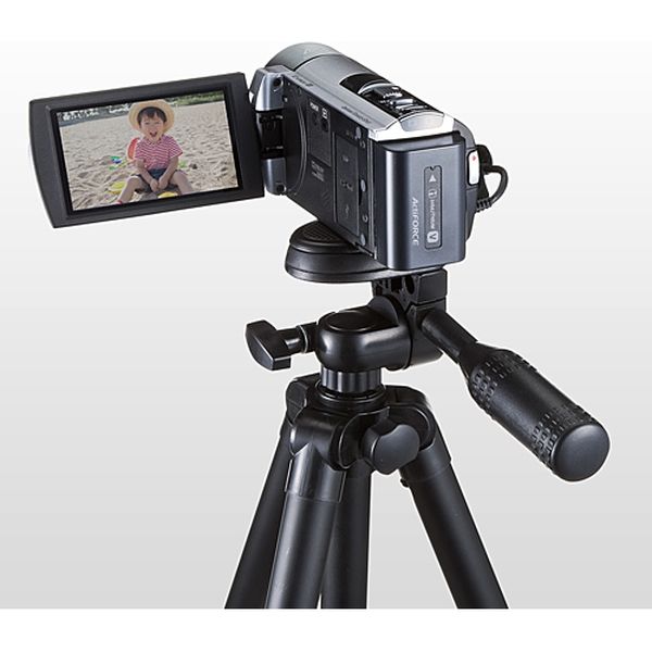 サンワダイレクト カメラ三脚（デジカメスタンド・4段伸縮・デジカメ&一眼レフ&ビデオカメラ対応） 200-CAM021N 1個（直送品）