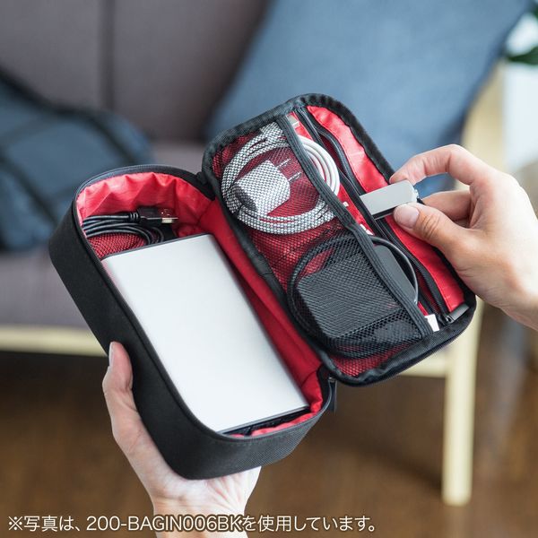 サンワダイレクト トラベルポーチ（メンズ・充電器ポーチ・収納ポーチ