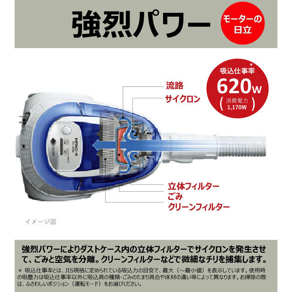 日立 ごみダッシュサイクロンクリーナー掃除機 ブルー CV-SF80A A 1台